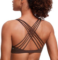 CRZ YOGA Naked Feeling Strappy Sports Bras for Women - Criss Cross Back Wireless Padded Cami Yoga Workout Top