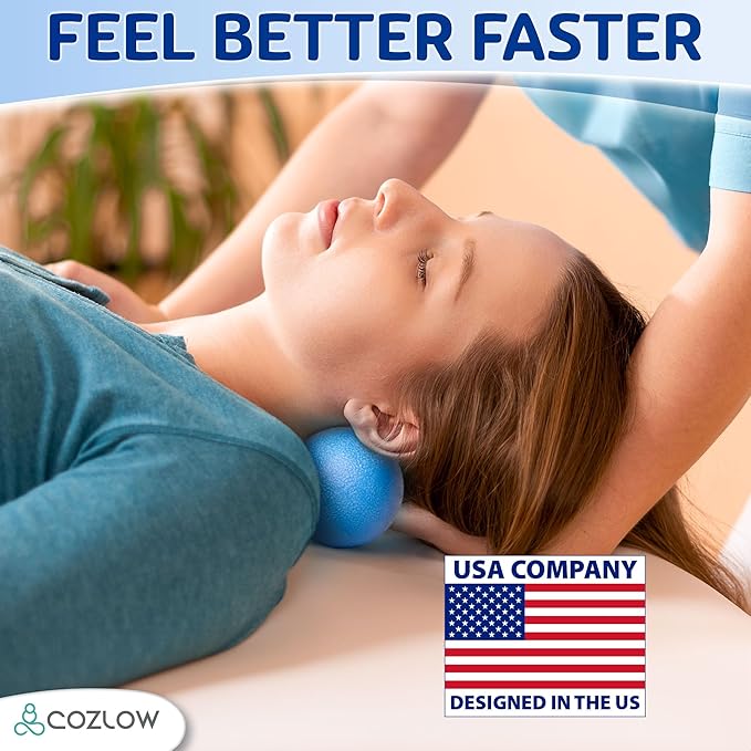 COZLOW Double Lacrosse Massage Ball - Blazing Blue - Peanut Trigger Point Roller for Mobility, Deep Tissue Therapy, Myofascial Release - Ergonomic Acupressure Tool for Muscle Pain Relief