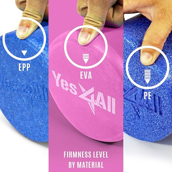 Yes4All EVA Firm Foam Rollers for Yoga & Pilates, Available in 12, 18, 24, 36 inch, Yoga Roller for Massage, Stretching, Core Strengthening