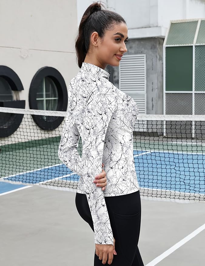 Rapbin Women's Slim Fit Workout Jackets Full Zip Long Sleeve Running Athletic Tops Yoga Shirts with Thumb Holes