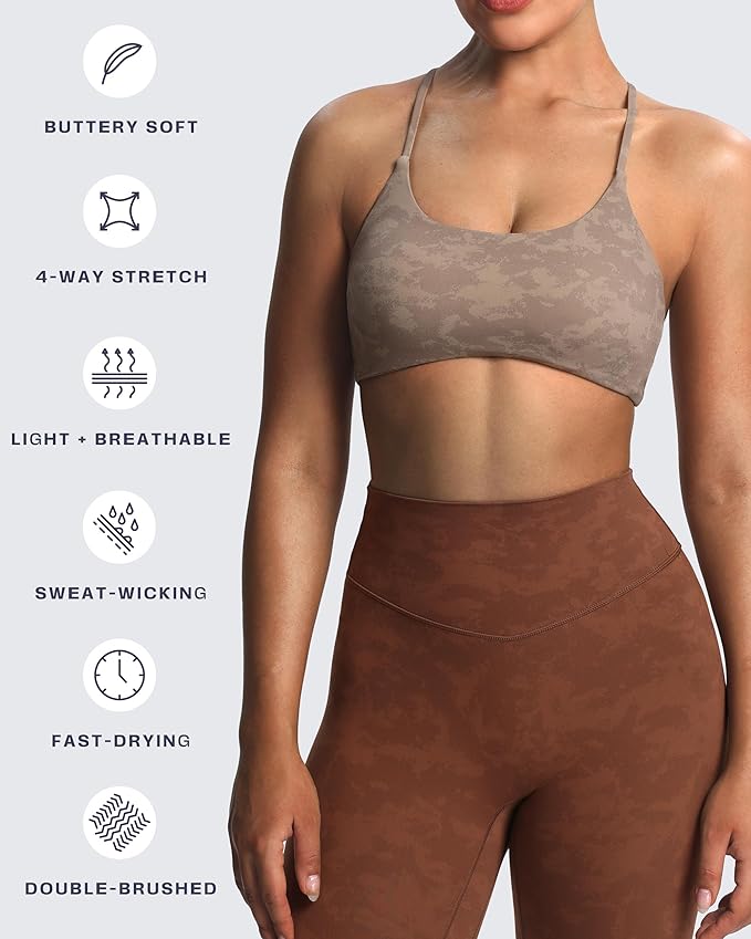 Aoxjox Women's Workout Sports Bras Fitness Trinity Ivy Low Impact Bra Yoga Crop Tank