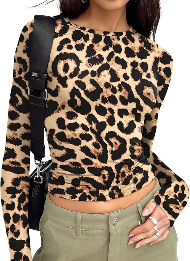 Trendy Queen Womens Long Sleeve T Shirts Fall Fashion 2026 Basic Crop Tops Going Out Outfits Y2k Clothes