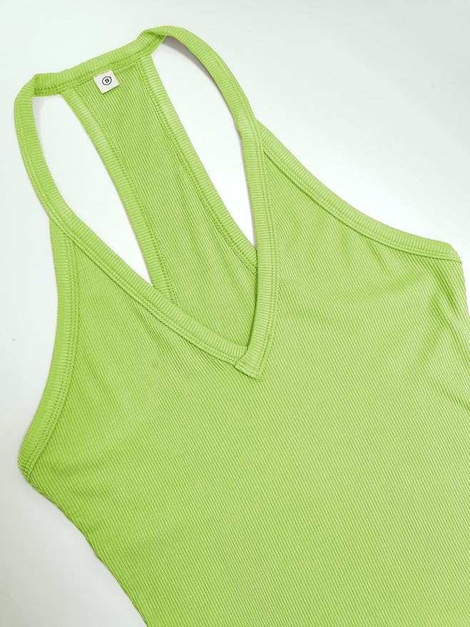 iGENJUN Workout Tops for Women Racerback Basic Tank Summer 2026 Camisole V Neck Slim Fit Ribbed Sleeveless