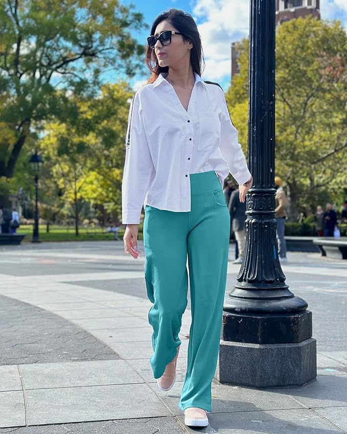 Promover Wide Leg Pants Woman Yoga Pants with Pockets Stretch Loose Casual Lounge Sweatpants Petite/Regular/Tall