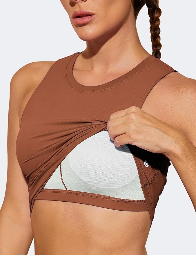 Natural Feelings Nudi Sports Bras for Women Removable Padded Yoga Tank Tops Sleeveless Fitness Workout Crop Tops