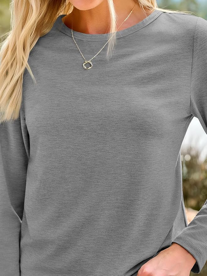 AUTOMET Women‘s Basic Long Sleeve Crewneck, Plus Size Winter & Spring Top, Casual Fall Tee for Teacher & Everyday Outfits