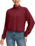 Soothfeel Women's Athletic workout Jacket Lightweight UPF 50+ Long Sleeve Sun Protection Shirts Zip Up Cropped Hiking Tops