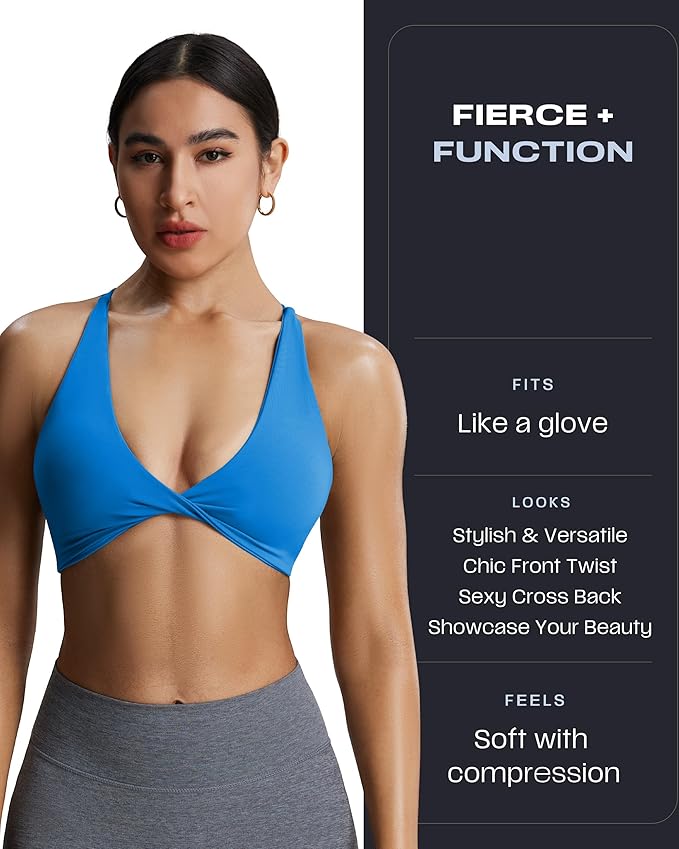 Aoxjox Women's Workout Sports Bras Fitness Metamorph Sienna Twist Bra Yoga Crop Tank