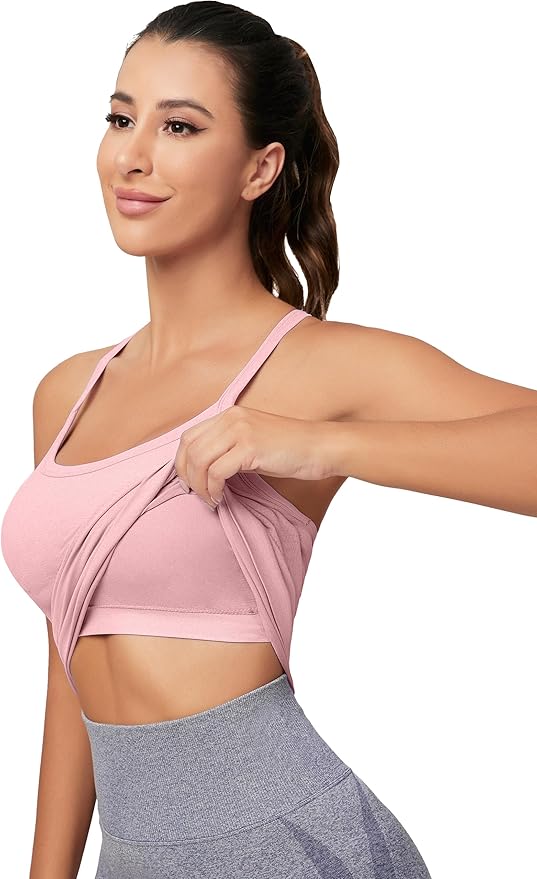 MathCat Workout Tank Tops for Women with Built in Bra, Sleeveless Gym Tops Seamless Racerback Athletic Yoga Shirts