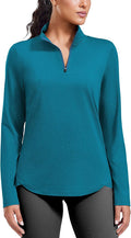 PINSPARK Workout Tops for Women Long Sleeve Athletic Shirt Quarter Zip Running Shirts Stretchy UPF 50+ Yoga Hiking Tee Top
