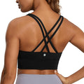 CRZ YOGA Naked Feeling Strappy Longline Sports Bras for Women - Medium Impact Criss Cross Yoga Padded Workout Crop Top