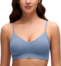 CRZ YOGA Butterluxe V-Neck Sports Bras for Women - Adjustable Thin Straps Padded Yoga Top Basic Wireless Camisole