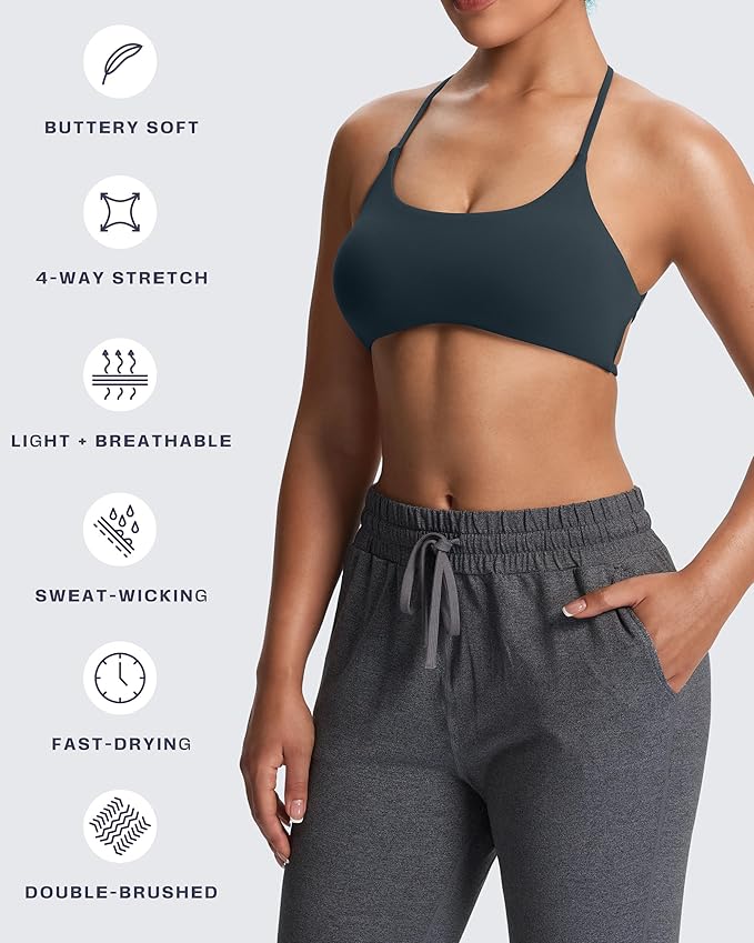 Aoxjox Women's Workout Sports Bras Fitness Trinity Ivy Low Impact Bra Yoga Crop Tank