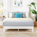 Mellow Naturalista Grand 12 Inch Solid Wood Platform Bed with Wooden Slats, Easy Assembly, Queen, White