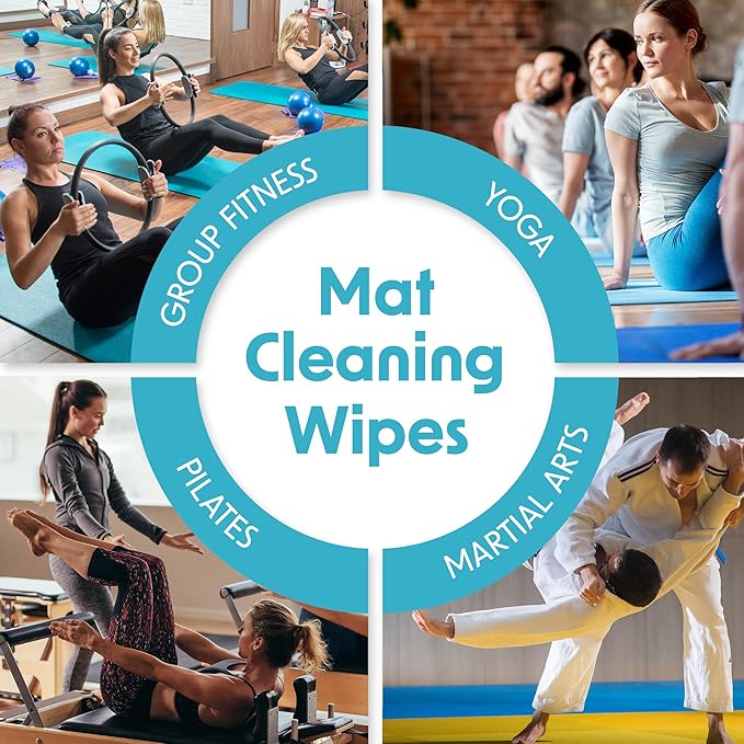 Wipex Studio Empower Yoga Mat Cleaner Wipes 25ct Zip Pack, Ultra Thick and Textured, Lemongrass Eucalyptus Scent, Natural Choice for Yoga, Pilates, or Any Movement Practice (25 Count (Pack of 6))