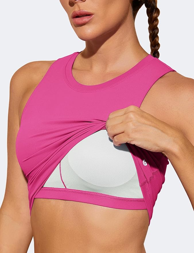 Natural Feelings Nudi Sports Bras for Women Removable Padded Yoga Tank Tops Sleeveless Fitness Workout Crop Tops