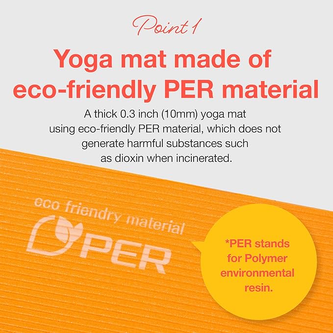 PRIMASOLE Yoga Mat Eco-Friendly Material 1/2 inch Non-Slip Yoga Pilates Fitness at Home & Gym 4 Colors with Carrying Case & Strap