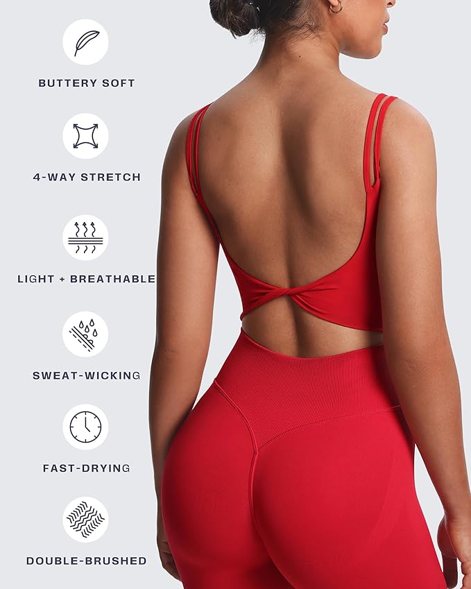 Aoxjox Women's Workout Sports Bras Fitness Yoga Crop Tank Metamorph Twist Back Cami