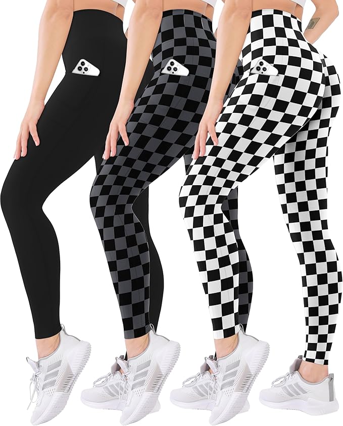 Blisset 3 Pack High Waisted Leggings for Women with Pockets Soft Active Tummy Control Pants for Yoga Running & Daily Wear