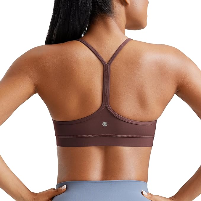 CRZ YOGA Butterluxe Y Back Sports Bras for Women - Padded Racerback Low Impact Spaghetti Thin Strap Workout Yoga Top