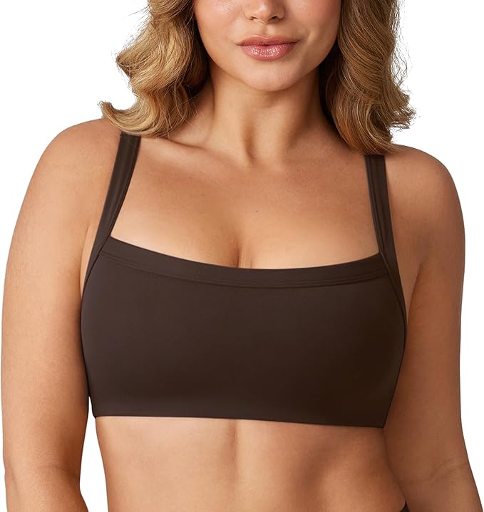 UNISSU Hugcurve Adjustable Sports Bra Square Neck Wireless Padded Yoga Workout Tops