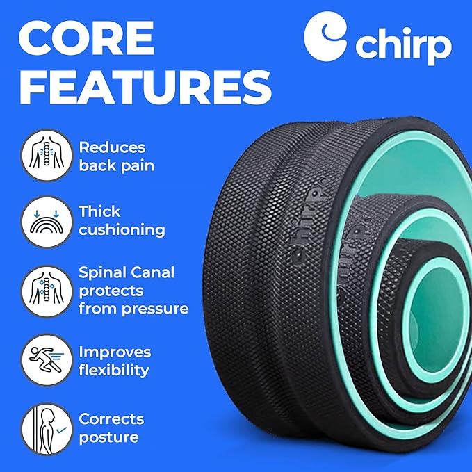 Chirp Wheel Foam Roller – Targeted Back & Neck Relief, Lumbar Spine Stretcher, Spinal Decompression Back Stretcher, Massage Roller with Density Foam for Physical Therapy, Supports 500lbs, 3-Pack Mint