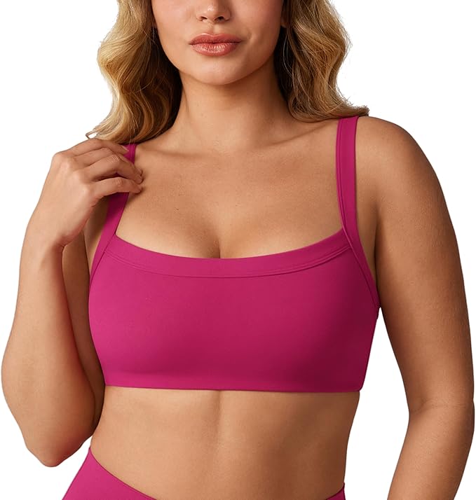 UNISSU Hugcurve Adjustable Sports Bra Square Neck Wireless Padded Yoga Workout Tops