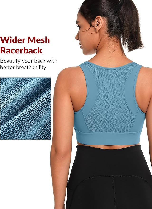 Yvette Front Closure Sports Bras for Women High Support Large Bust Supportive Sports Bra High Impact for Running