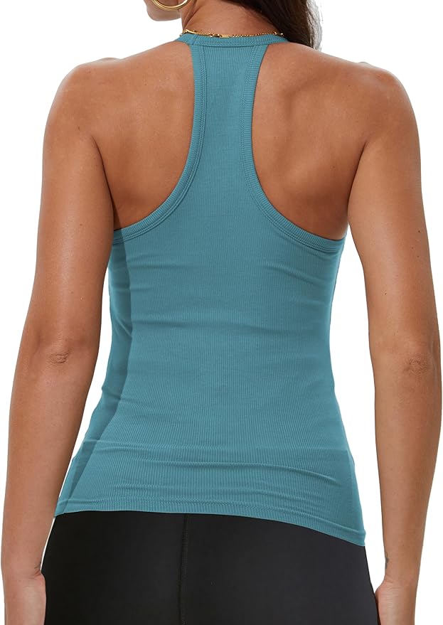 iGENJUN Workout Tops for Women Racerback Basic Tank Summer 2026 Camisole V Neck Slim Fit Ribbed Sleeveless