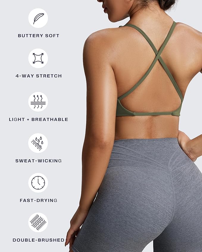 Aoxjox Women's Workout Sports Bras Fitness Metamorph Sienna Twist Bra Yoga Crop Tank