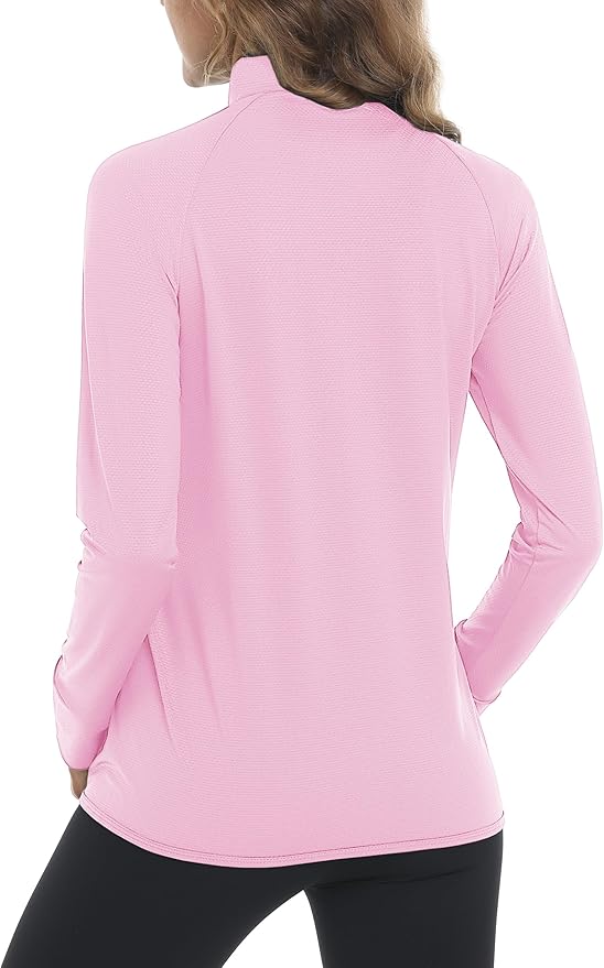 MAGCOMSEN Women's UPF 50+ Lightweight Athletic Jacket Sun Protection Full Zip Long Sleeve Shirts Hiking Outdoor Pockets