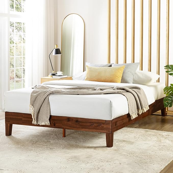 Mellow Naturalista Grand - 12 Inch Solid Wood Platform Bed with Wooden Slats - No Box Spring Needed - Twin (Espresso)