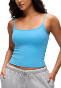 CRZ YOGA Butterluxe Double Lined Cami Tank Tops for Women - Yoga Casual Going Out Soft Scoop Neck Summer Sleeveless Shirt