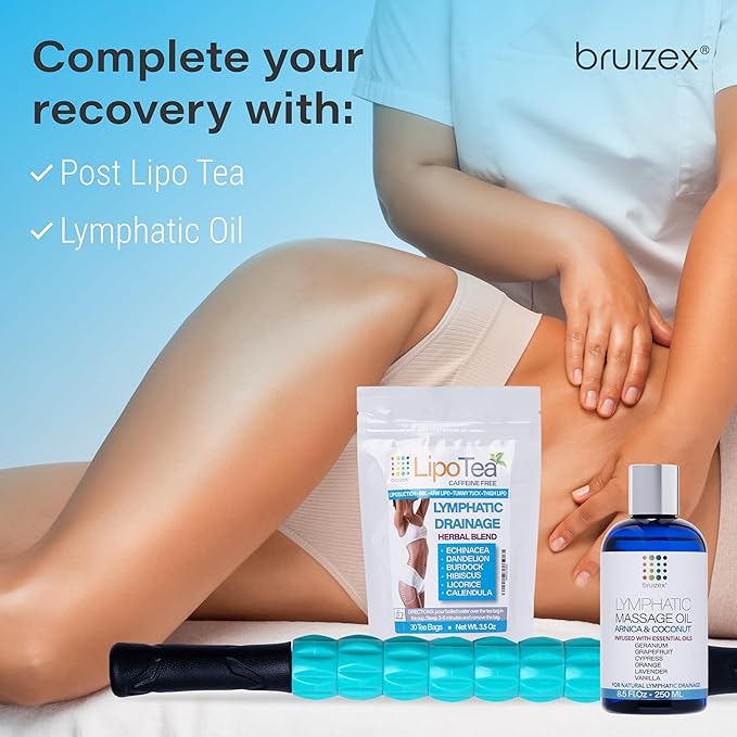 Bruizex Lymphatic Drainage Massage Roller Stick for Post Liposuction & Fibrosis Treatment, Surgery Recovery 360 Lipo, Tummy Tuck & BBL, Lipo Foam, Compression Garment, Faja Compatible