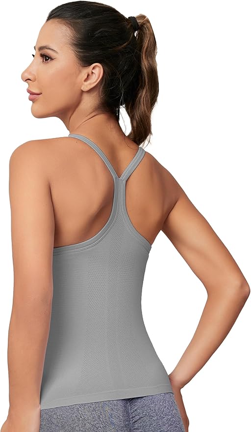MathCat Workout Tank Tops for Women with Built in Bra, Sleeveless Gym Tops Seamless Racerback Athletic Yoga Shirts