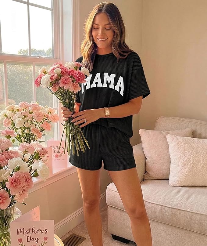 MARZXIN Women 2 Piece Shorts Set 2026 Casual Summer Cruise Outfits Ribbed Loose Short Sleeve Pocket Matching Lounge Sets