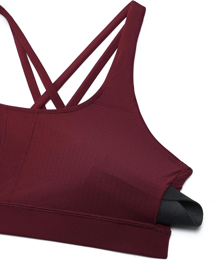CRZ YOGA Naked Feeling Strappy Padded Sports Bras for Women - Fitness Workout Top Criss Cross Back Yoga Cami