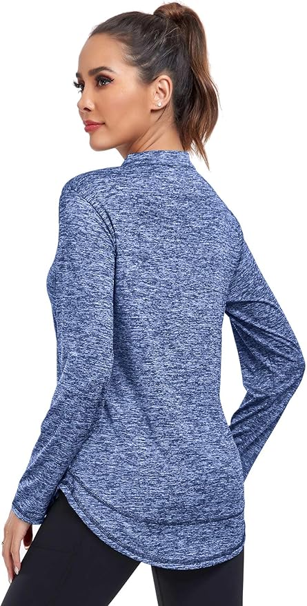 Absttith Women's Long Sleeve Workout Shirts Running Yoga Tops Athletic V Neck Sport Tee Side Split