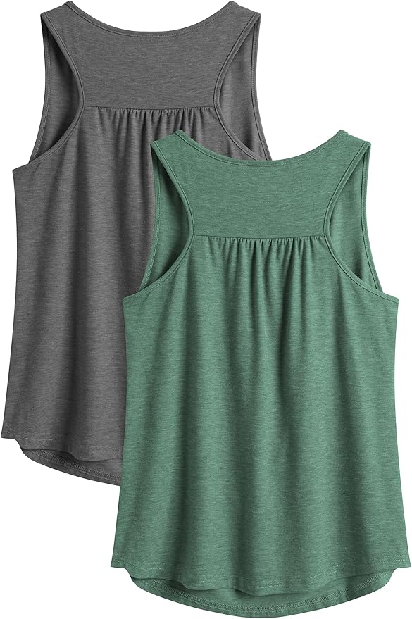 PINSPARK Workout Tops for Women Racerback Tank Tops Sleeveless Athletic Running Shirts Lightweight Yoga Gym Tank,2 Pack S-3XL