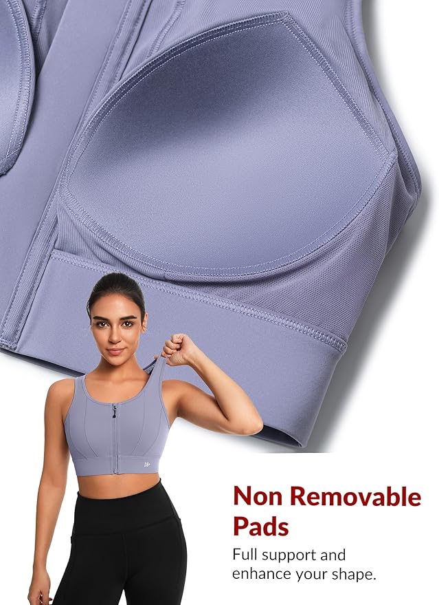 Yvette Front Closure Sports Bras for Women High Support Large Bust Supportive Sports Bra High Impact for Running