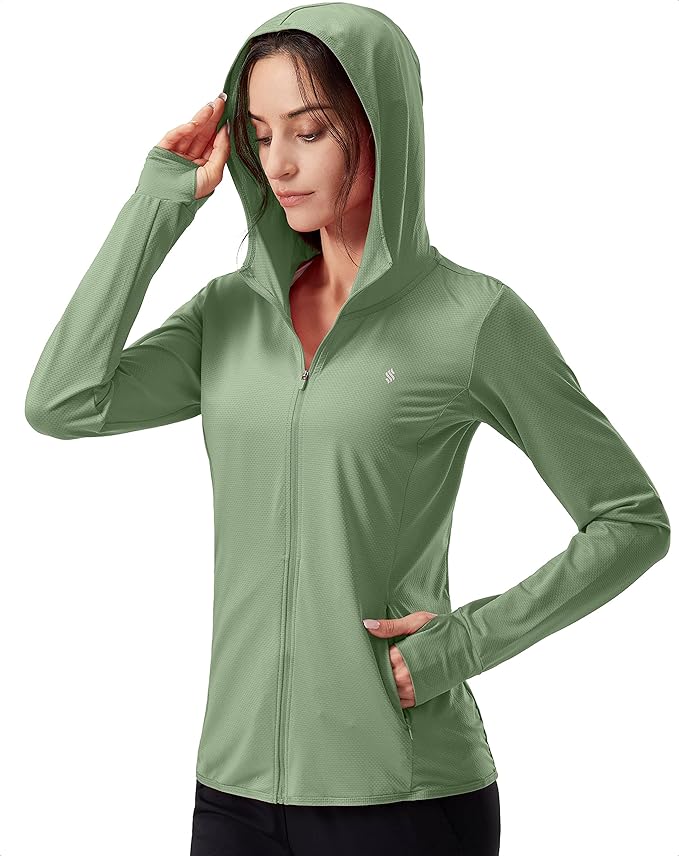 Soothfeel Women's UPF 50+ Sun Protection Hoodie Jacket Lightweight Long Sleeve Sun Shirt for Women with Pocket Hiking Outdoor