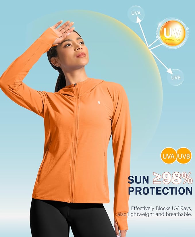 Soothfeel Women's UPF 50+ Sun Protection Hoodie Jacket Lightweight Long Sleeve Sun Shirt for Women with Pocket Hiking Outdoor