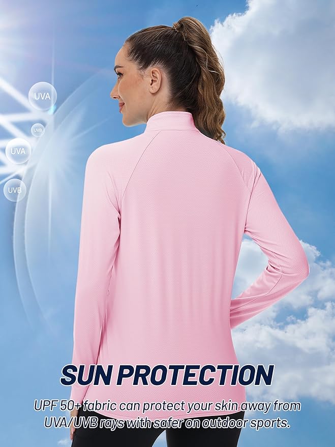 TACVASEN Women's Athletic Jackets Lightweight UV Protection Shirts Full Zip Workout Jacket UPF 50+ Long Sleeve Sun Shirt