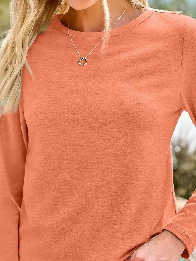 AUTOMET Women‘s Basic Long Sleeve Crewneck, Plus Size Winter & Spring Top, Casual Fall Tee for Teacher & Everyday Outfits