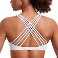 CRZ YOGA Naked Feeling Strappy Sports Bras for Women - Criss Cross Back Wireless Padded Cami Yoga Workout Top