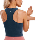 CRZ YOGA Seamless Ribbed High Neck Crop Tank Tops for Women - Longline Racerback Padded Sports Bras