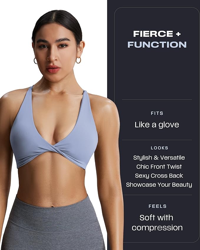 Aoxjox Women's Workout Sports Bras Fitness Metamorph Sienna Twist Bra Yoga Crop Tank