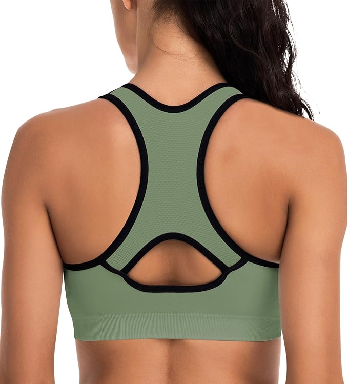 Racerback Sports Bras for Women with Pads - High Impact Athletic Tank Tops for Yoga and Workout Brassieres Bra