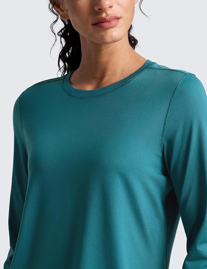 CRZ YOGA Lightweight Workout Long Sleeve Shirts for Women - Gym Running Fall Athletic Training T-Shirts High Neck Tops