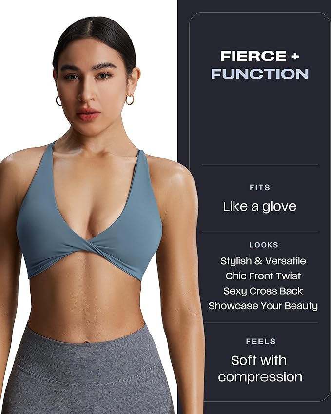 Aoxjox Women's Workout Sports Bras Fitness Metamorph Sienna Twist Bra Yoga Crop Tank
